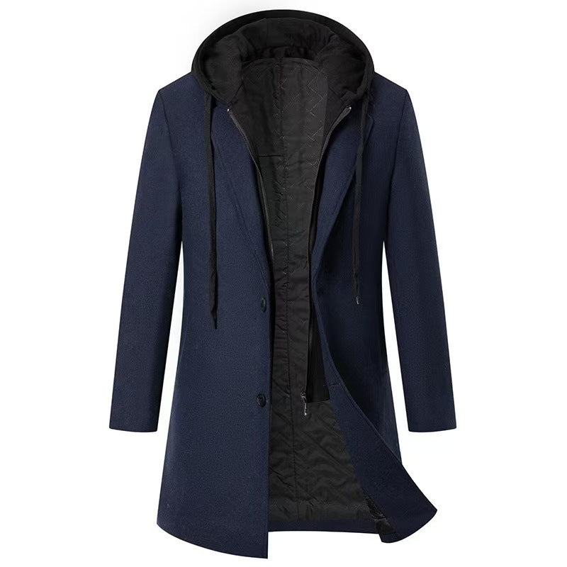 Men's fashionable coat jacket with removable hood and quilted lining Lisslune