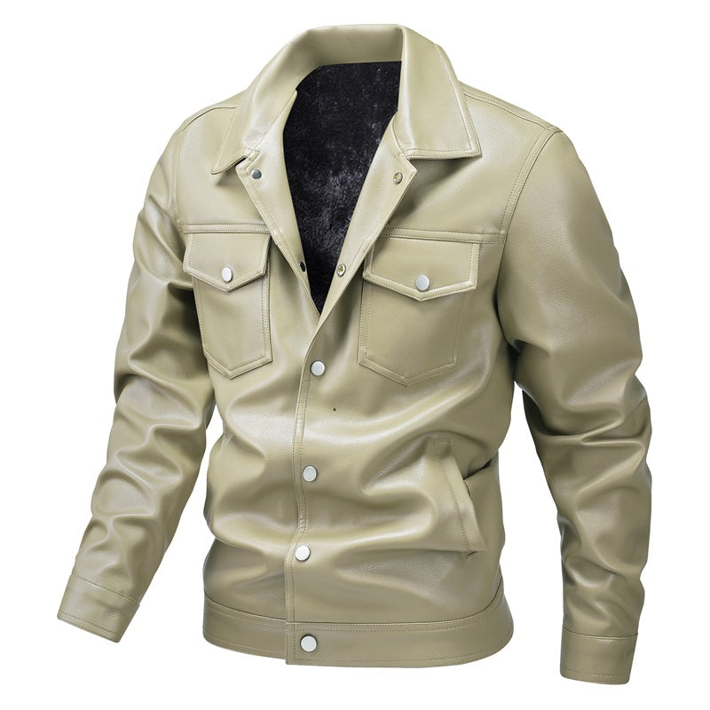 Men's synthetic leather jacket with practical pockets and modern cut Lisslune