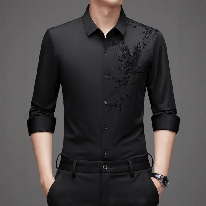 Men's long-sleeve shirt with elaborate embroidery design Lisslune