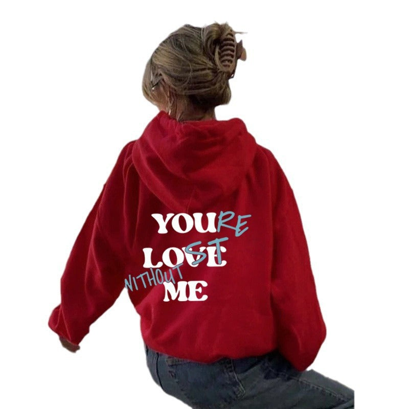 Women Oversized Hoodie with Inspirational Print Lisslune
