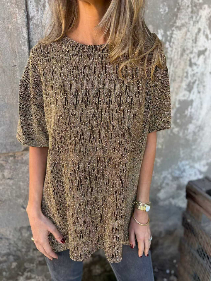 Women's Oversized T-Shirt with Glitter Stones and Casual Cut Lisslune
