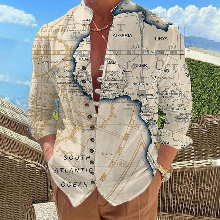 Men's shirt in world map design Skorter