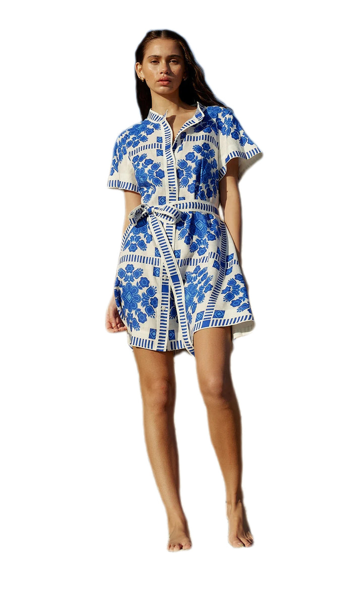 Women's leisure dress with floral pattern and comfortable waist belt Lune London