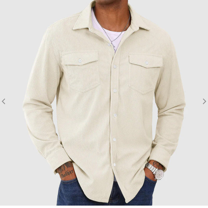 Men's long sleeve shirt with textured fabric and practical flap pockets Lisslune