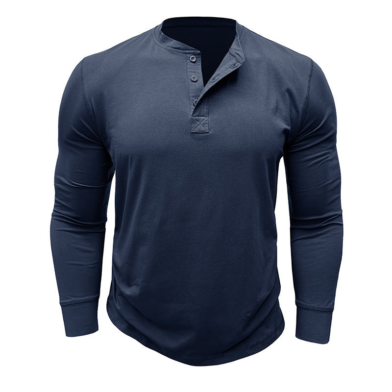 Men's Long Sleeve Henley Shirt with Stylish Buttons and High-Quality Cotton Blend Lisslune