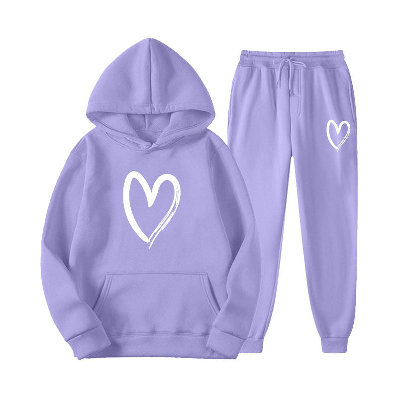 Women's sweatsuit with kangaroo pocket and heart-shaped print Lisslune