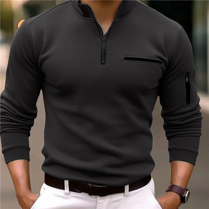 Men's sporty sweater with half zip and practical pockets Lisslune