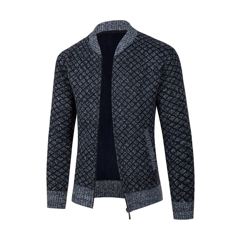 Men's cardigan with modern diamond pattern and zipper Lisslune