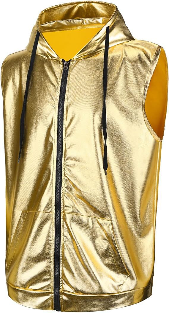 Men's metallic colored hooded vest Lisslune