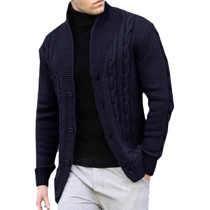 Men's Cardigan with Unique Cable Pattern and Practical Pockets Lisslune