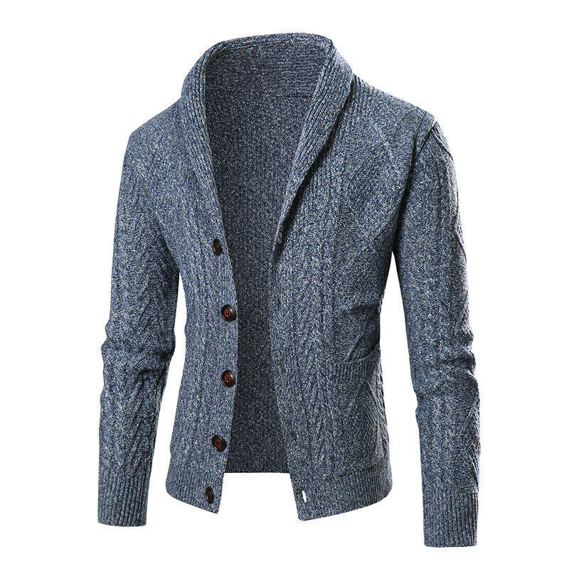 Men's cardigan with modern cable pattern and patch pockets Lisslune