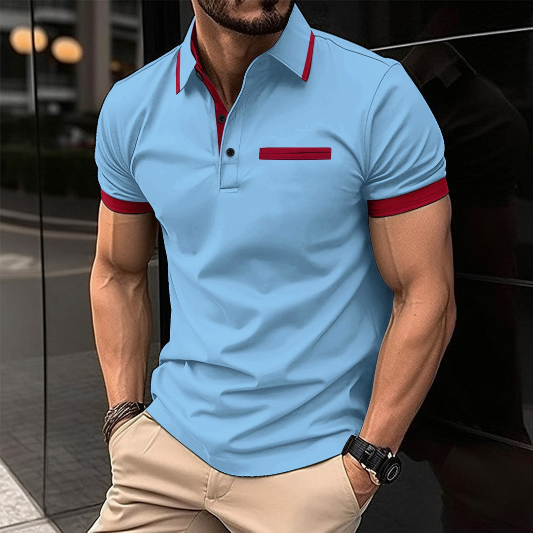 Men's polo shirt with stylish contrast collar and practical chest pocket Lisslune