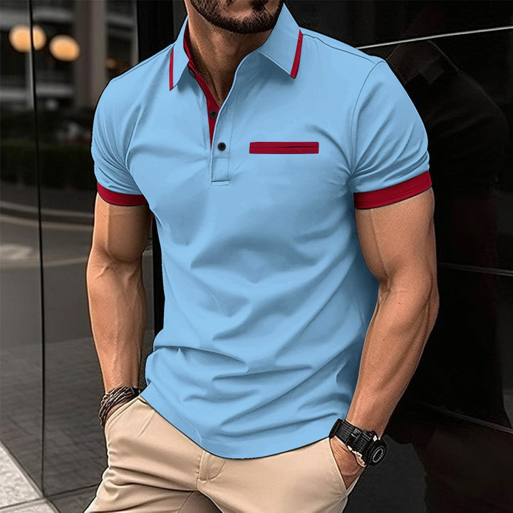 Men's polo shirt with stylish contrast collar and practical chest pocket Lisslune