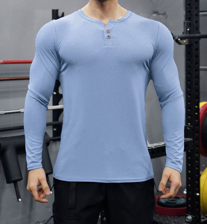 Men's long sleeve shirt with textured design and button placket Lisslune