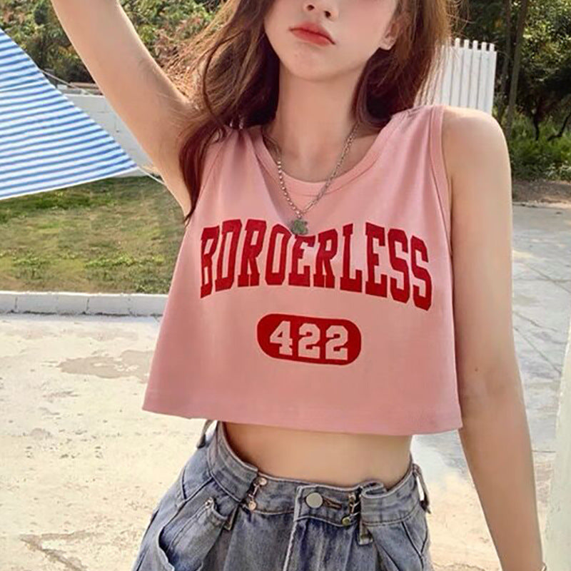 Women's casual crop top with creative lettering and comfortable materials Lisslune