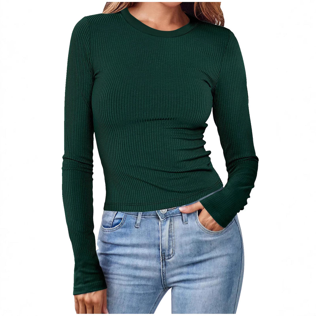 Damen figurbetontes Langarmshirt mit Rippstruktur Lisslune