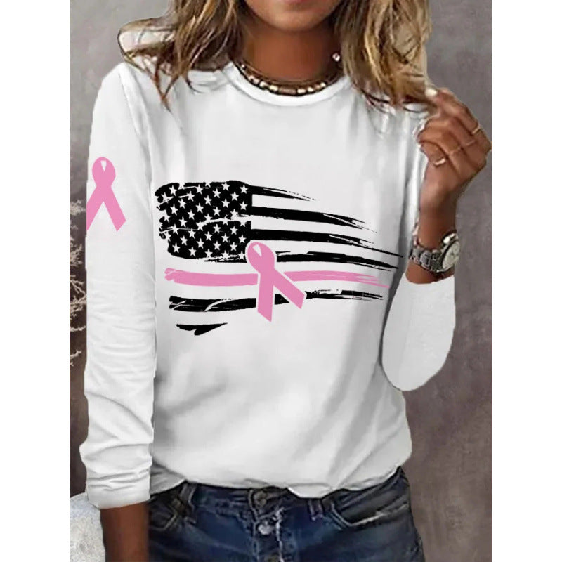Women's casual T-shirt with creative flag and bow design Lisslune
