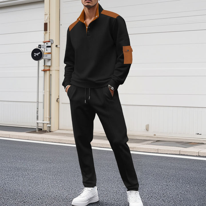 Men's Sporty Zip Set with Fashionable Accents and Structured Processing Lisslune