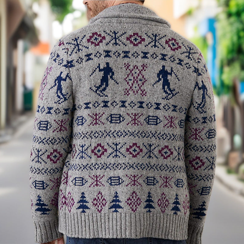 Men's cardigan with exclusive Norwegian pattern and practical pockets Lisslune