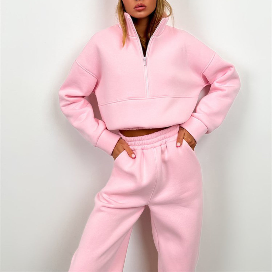 Women's sporty loungewear set with high collar and elastic waist Lisslune