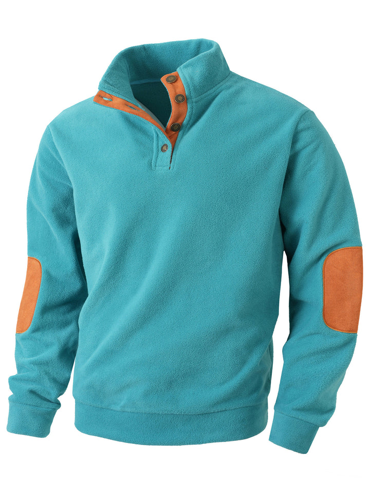 Men's fleece pullover with stylish stand-up collar and contrast details Lisslune