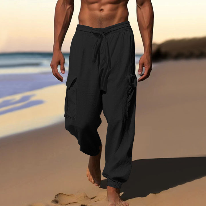 Men's cargo pants with elastic waistband and practical side pockets Lisslune 1760050766