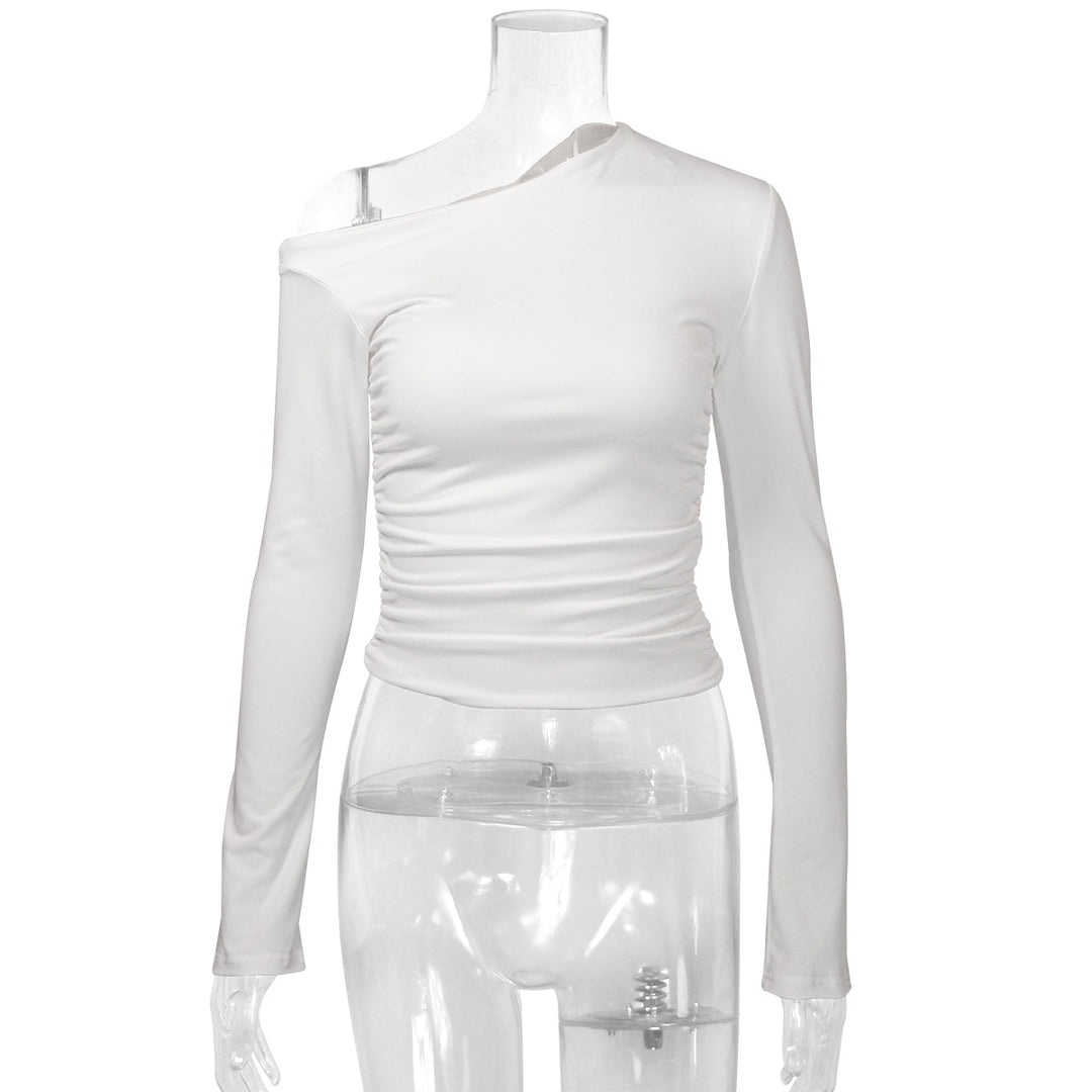 Damen Asymmetrisches Langarmshirt mit elegantem Schnitt und figurformendem Design Lisslune