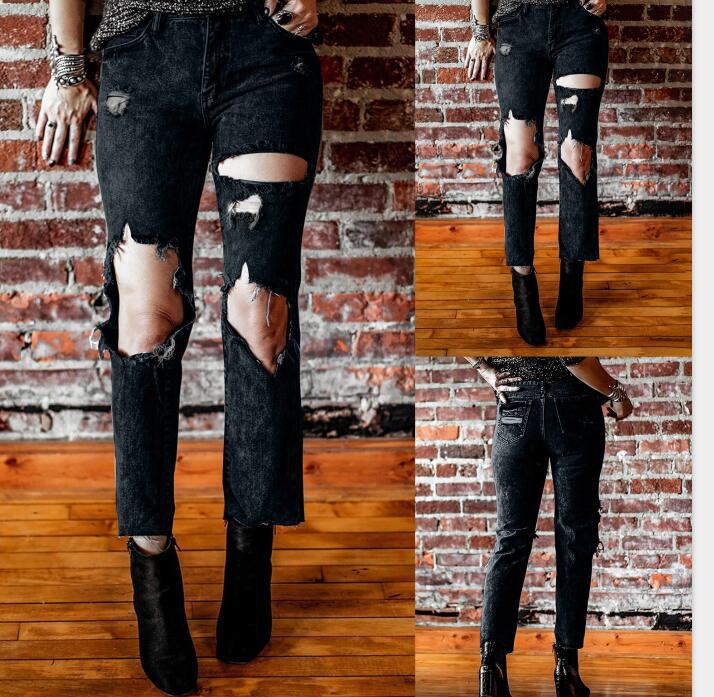 Women's Destroyed Jeans with High Waist and Casual Fit Lisslune