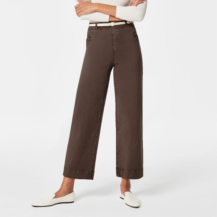 Damen Weite High-Waist Hose mit modischen Knopfdetails Lisslune