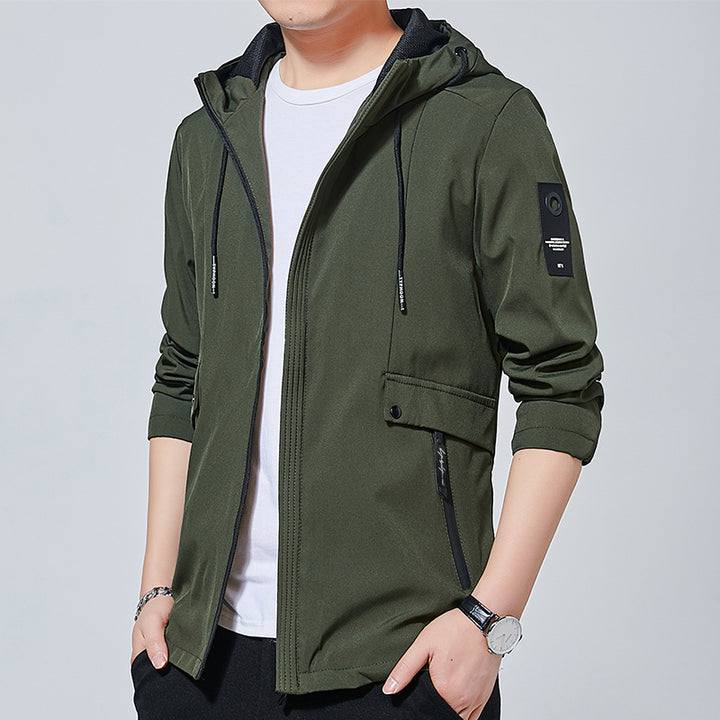 Men's sporty transitional jacket with adjustable hood and practical pockets Lisslune