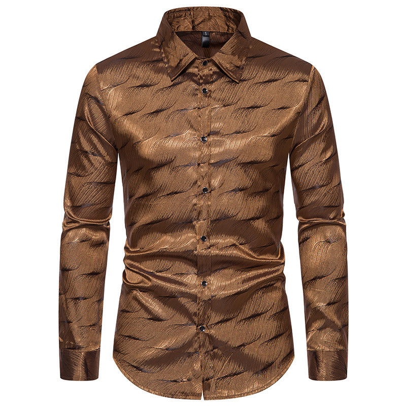 Men's elegant long sleeve shirt with textured surface pattern Lisslune