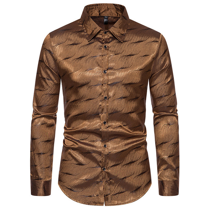 Men's elegant long sleeve shirt with textured surface pattern Lisslune