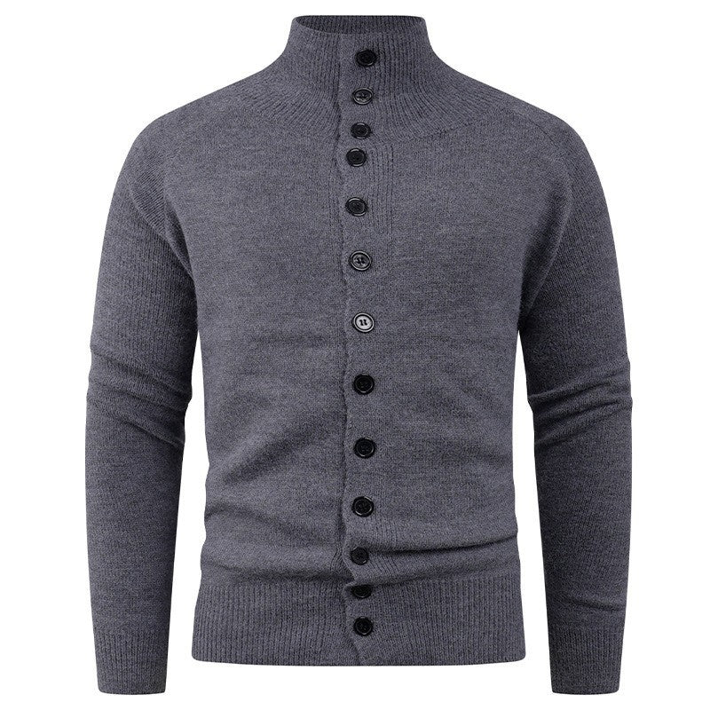 Men's cardigan with modern stand-up collar and button closure Lisslune