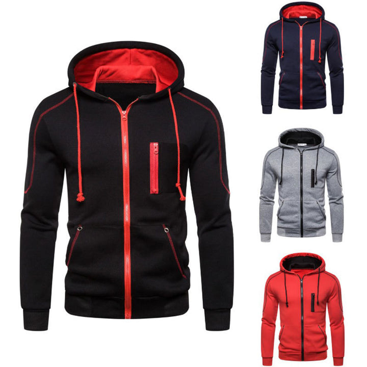 Men's Sporty Hoodie with Innovative Zipper and Practical Pockets Lisslune