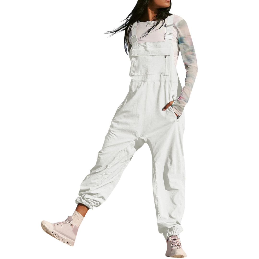 Women's Casual Jumpsuit with Practical Pockets and Elastic Hem Lisslune