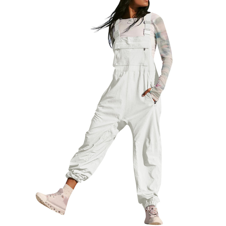 Women's Casual Jumpsuit with Practical Pockets and Elastic Hem Lisslune