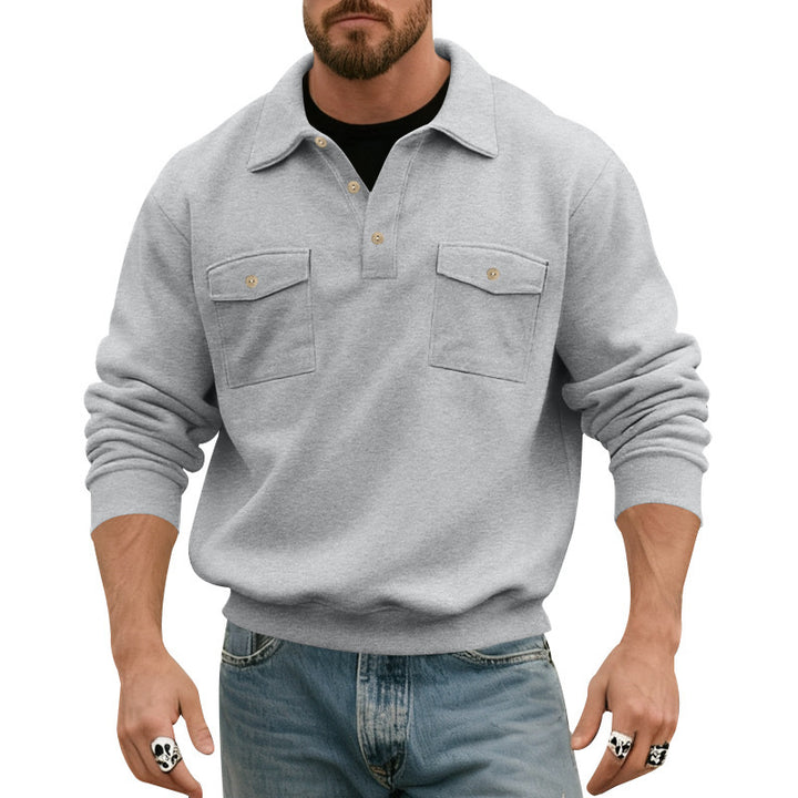 Men's pullover with two chest pockets and sporty collar Lisslune