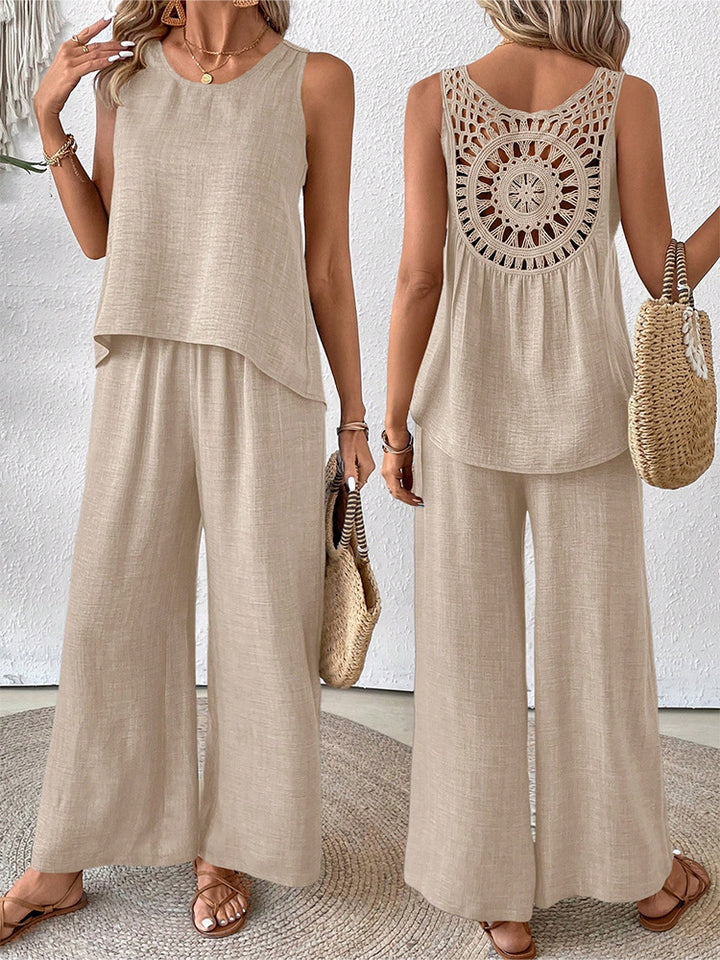 Women's airy summer set with crocheted back and loose fit Lisslune