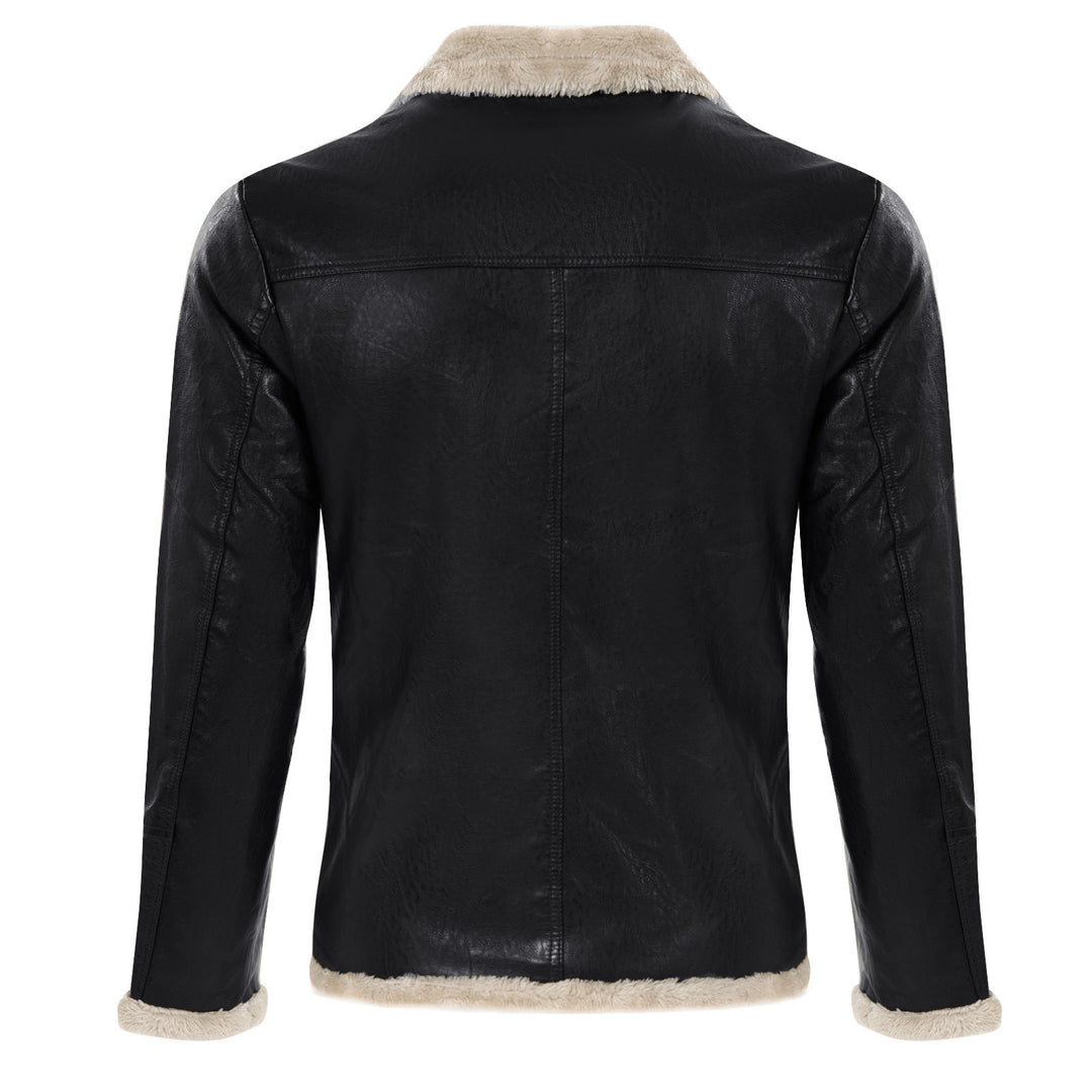 Men's stylish synthetic leather jacket with warm interior lining Lisslune