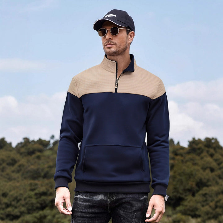 Men's functional sweatshirt jacket with a high collar and practical kangaroo pocket Lisslune