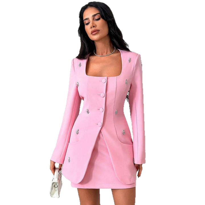 Women's elegant blazer dress with tasteful button details
