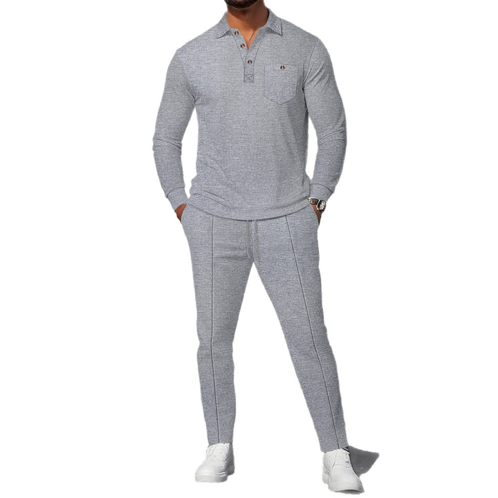 Men's elegant leisure suit with textured top and comfortable trousers Lisslune