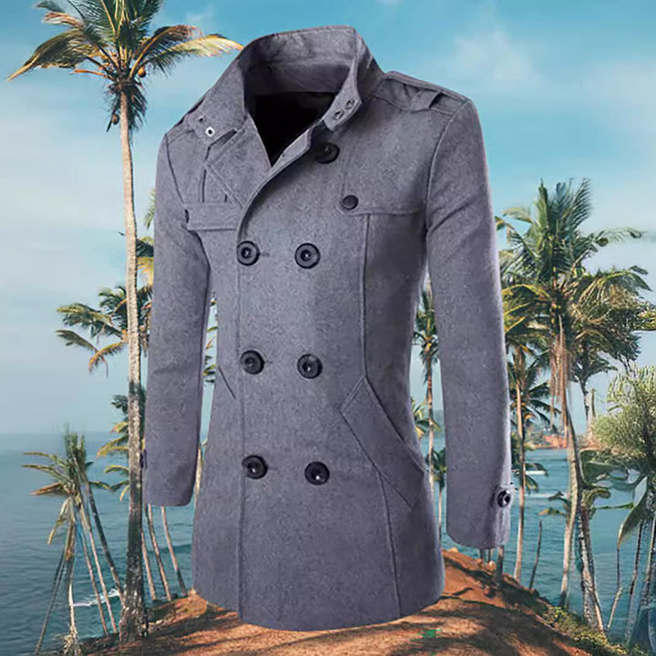 Men's elegant double-breasted coat with modern accents Lisslune