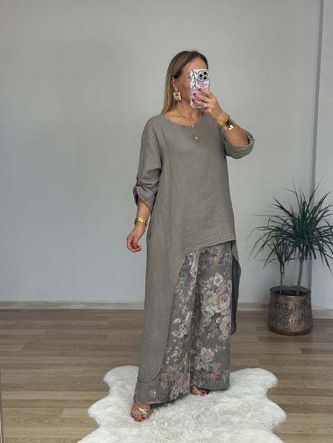 Women’s casual long sleeve shirt with asymmetric hem Lisslune