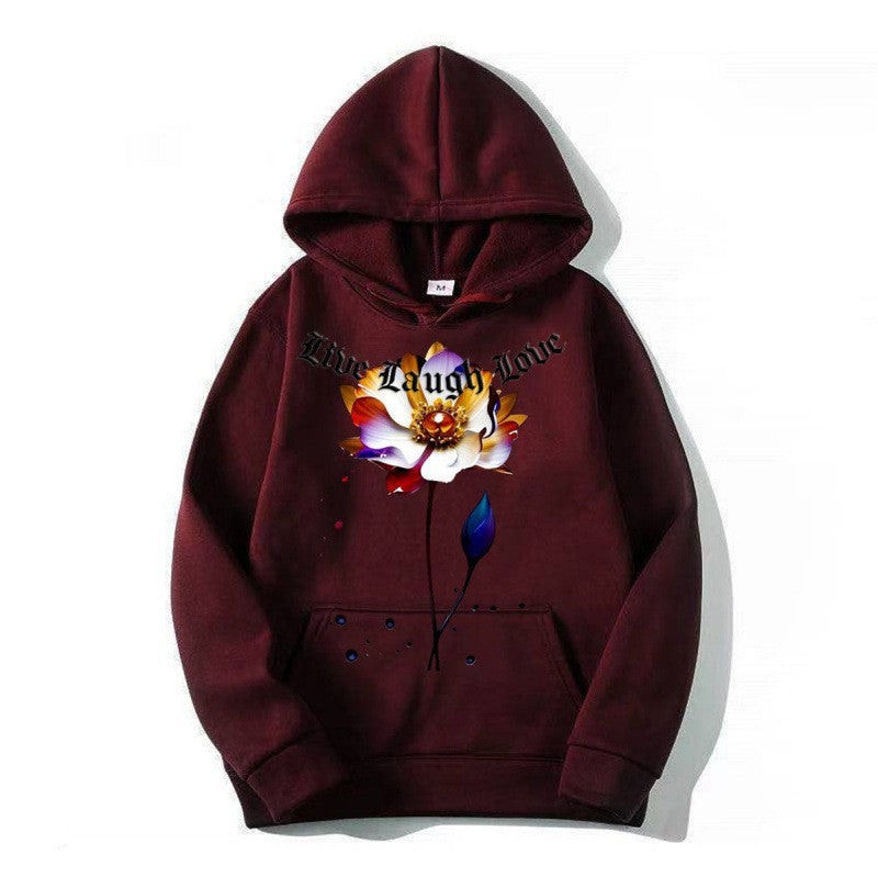 Women's Hoodie with Floral Artist Print Lisslune