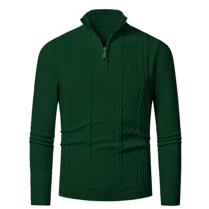 Men's knitted sweater with stand-up collar and cable pattern Lisslune