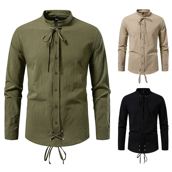 Men's shirt with modern stand-up collar and flexible lacing Lisslune