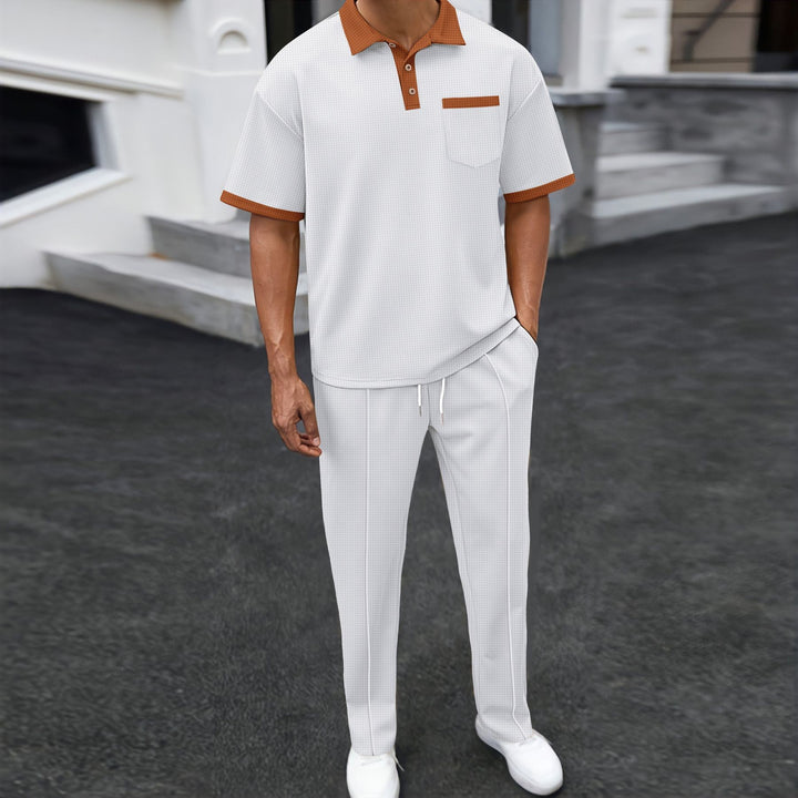 Men's sporty leisure set with contrast details and practical chest pocket Lisslune
