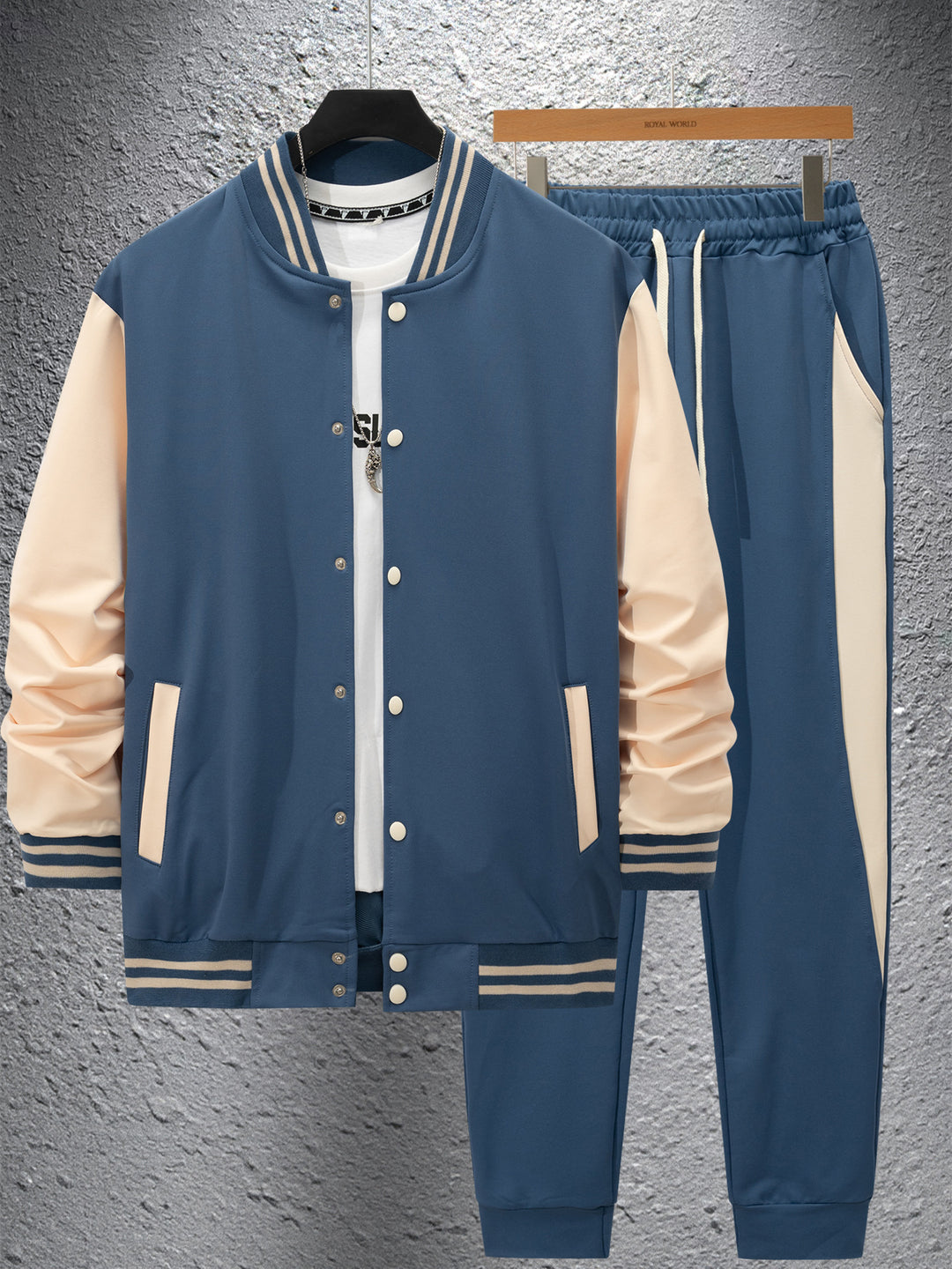 Men's elegant leisure set with modern bomber jacket design and comfortable jogging pants Lisslune