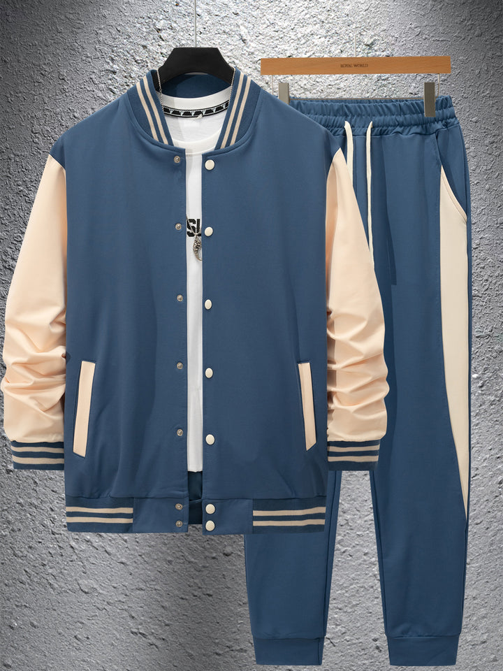 Men's elegant leisure set with modern bomber jacket design and comfortable jogging pants Lisslune